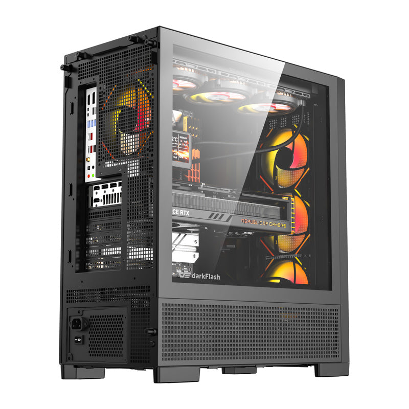 DarkFlash AIRNOVA computerkabinet (sort) + 3 ventilatorer