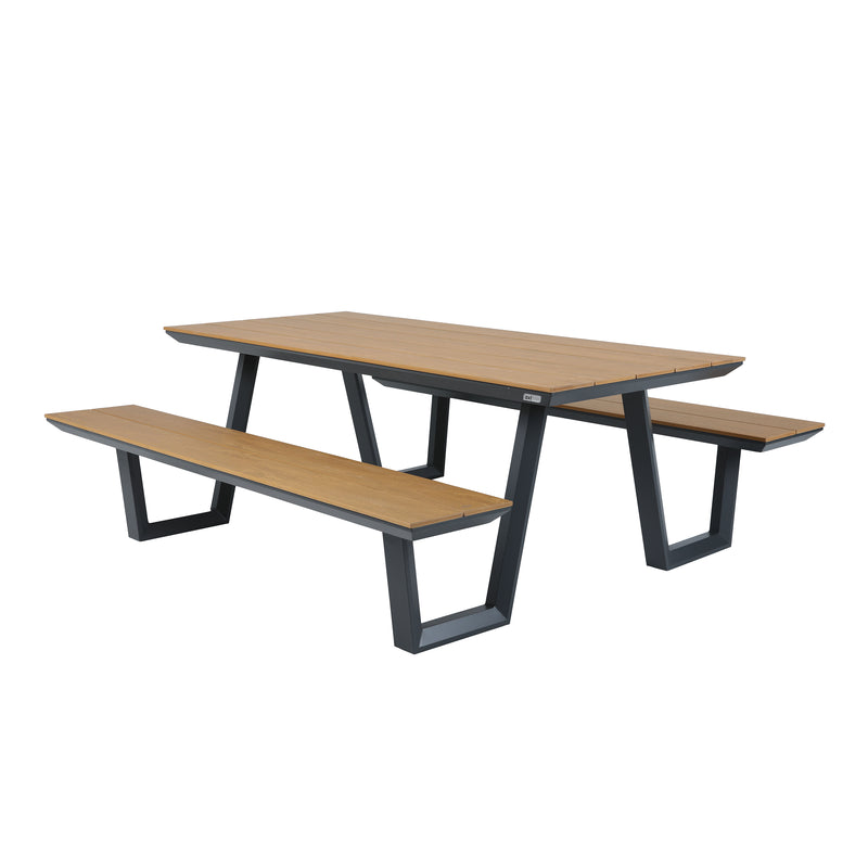 AXI Nori Picnicbord med 2 bænke - Antracit/Teak-look Polywood