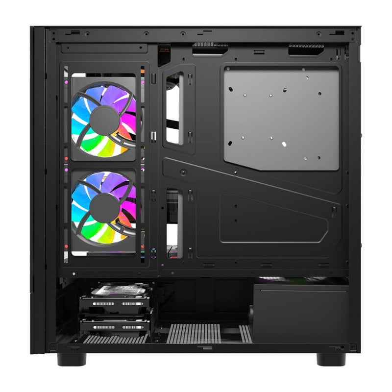 DarkFlash DS950V computerkabinet med skærm (sort) + 6 ventilatorer
