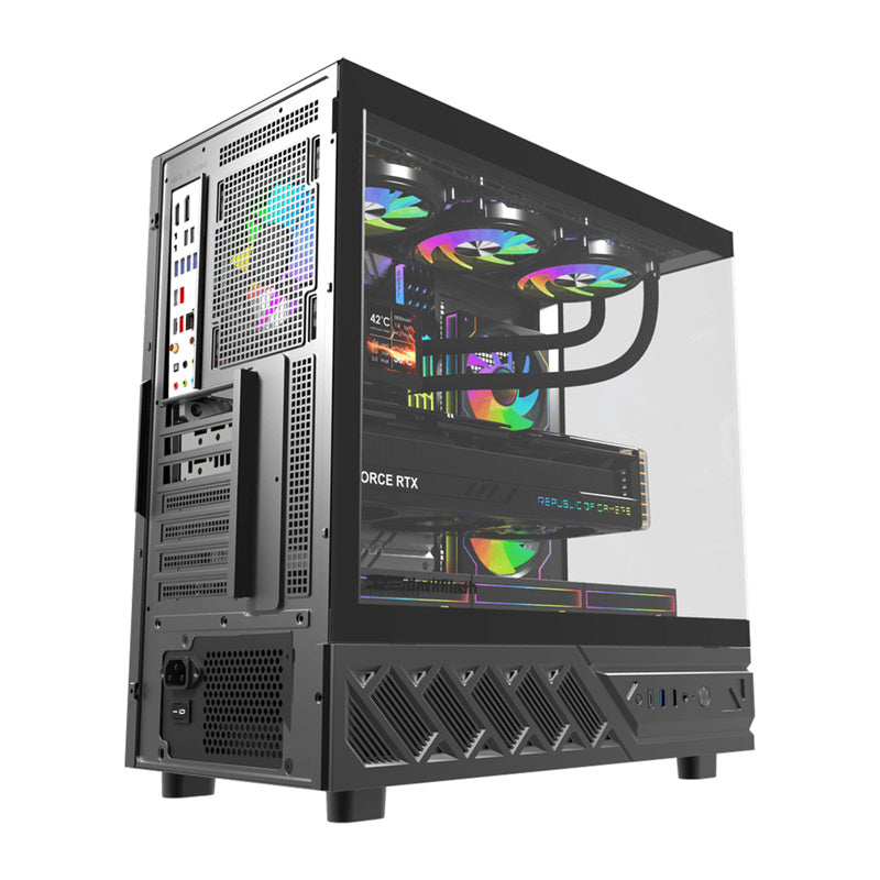DarkFlash DS950V computerkabinet med skærm (sort) + 6 ventilatorer