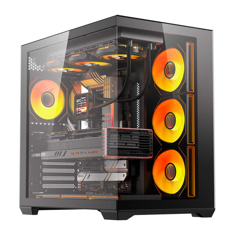 DarkFlash C280 computerkabinet (sort) + 7 ventilatorer