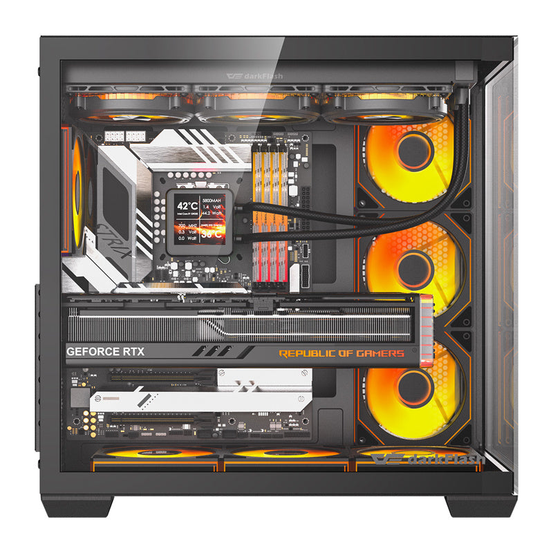 DarkFlash C280 computerkabinet (sort) + 7 ventilatorer