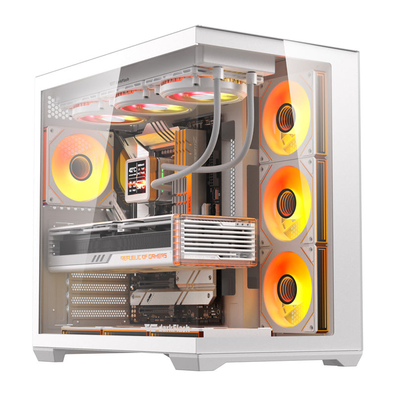 DarkFlash C280 computerkabinet (hvid) + 7 ventilatorer