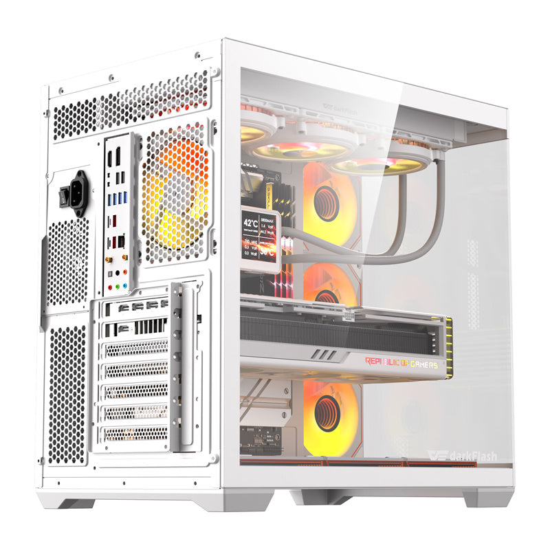 DarkFlash C280 computerkabinet (hvid) + 7 ventilatorer