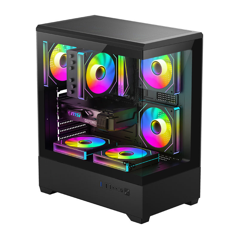 DarkFlash C365 computerkabinet (sort) + 5 ventilatorer