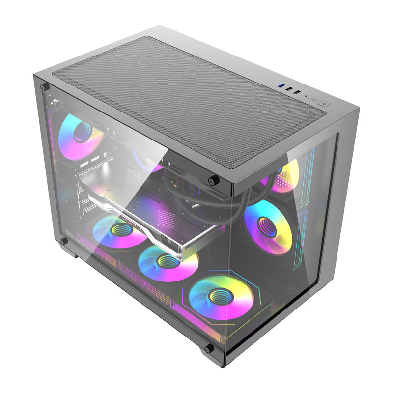 DarkFlash B275 PRO computerkabinet (sort) + 6 ventilatorer