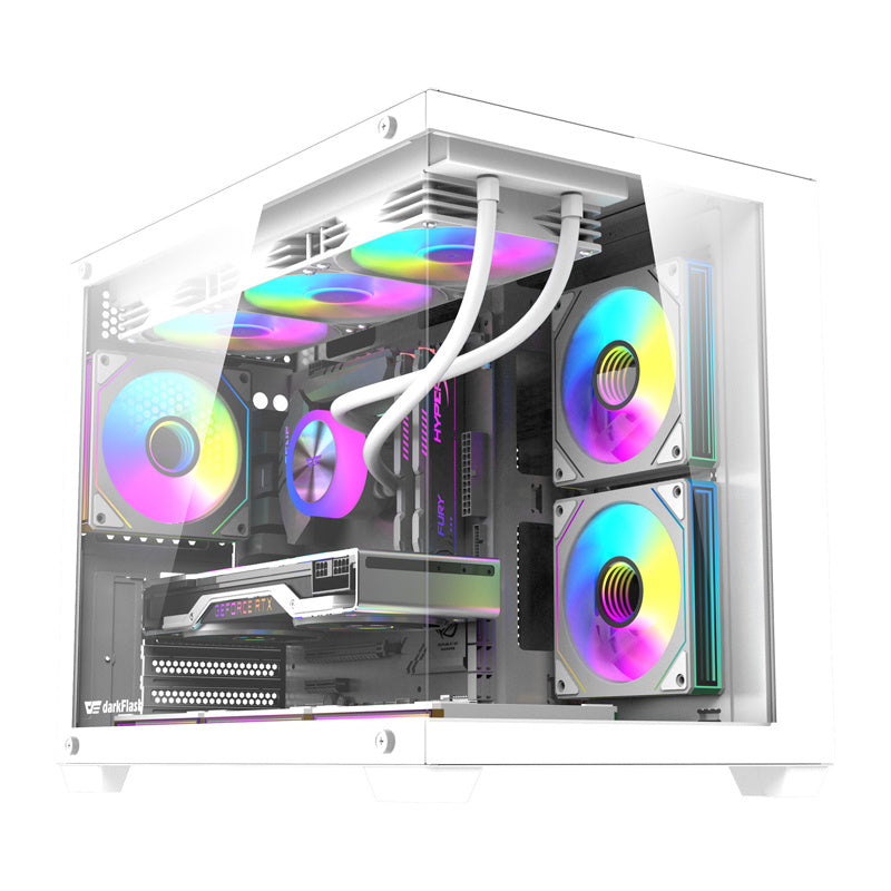DarkFlash B275 PRO computerkabinet (hvid) + 6 ventilatorer