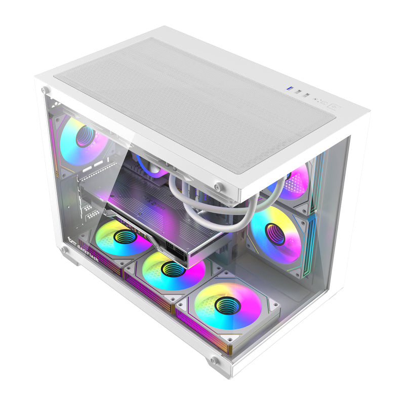 DarkFlash B275 PRO computerkabinet (hvid) + 6 ventilatorer