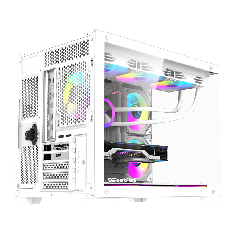 DarkFlash B275 PRO computerkabinet (hvid) + 6 ventilatorer