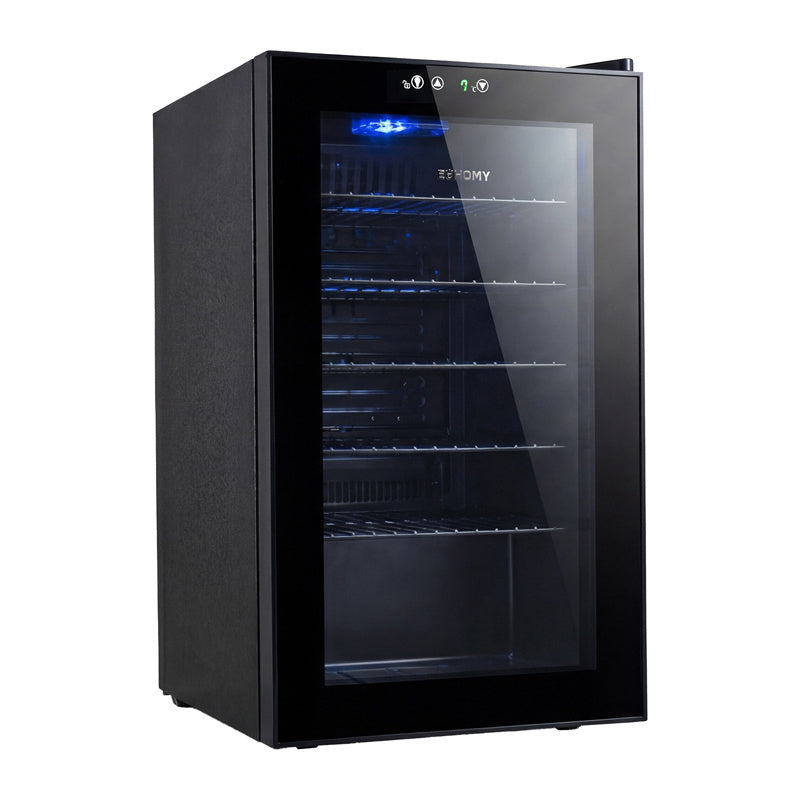 Euhomy BR001-89 drikkevarekøleskab med glaslåge, 70 l (sort)