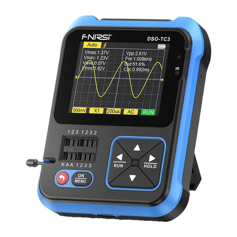 FNIRSI DSO-TC3 SigGen 3-i-1 transistortester og håndholdt digitalt oscilloskop