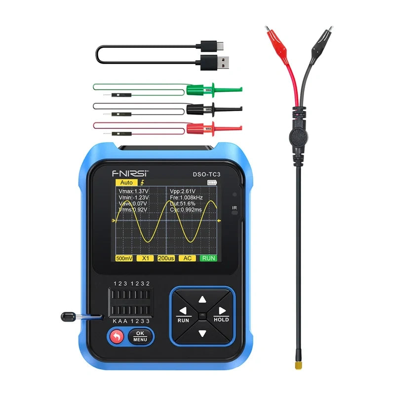 FNIRSI DSO-TC3 SigGen 3-i-1 transistortester og håndholdt digitalt oscilloskop