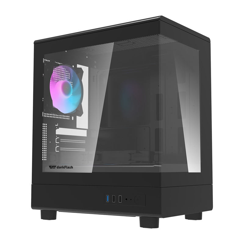 Darkflash DB330M computerkabinet + 3 ventilatorer (sort)
