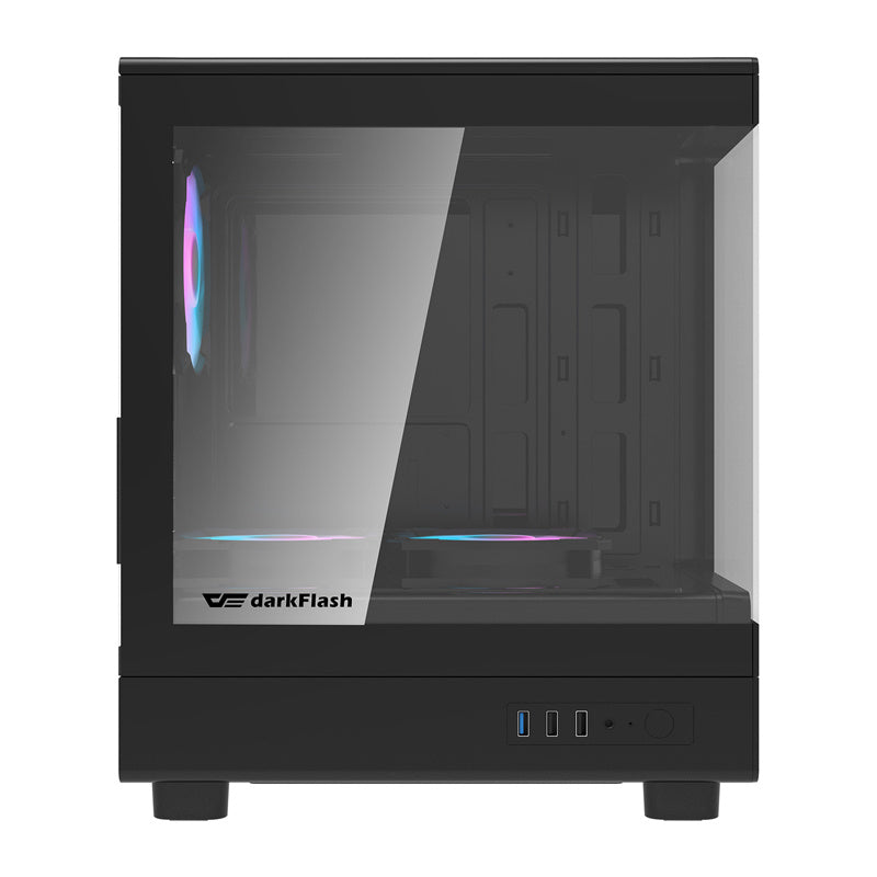Darkflash DB330M computerkabinet + 3 ventilatorer (sort)