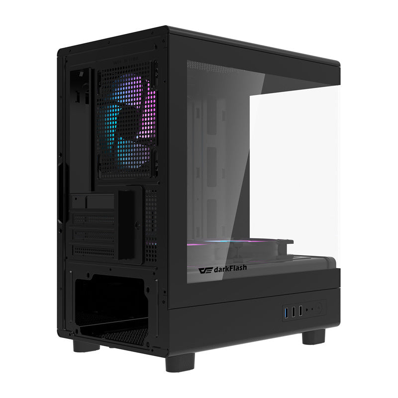 Darkflash DB330M computerkabinet + 3 ventilatorer (sort)