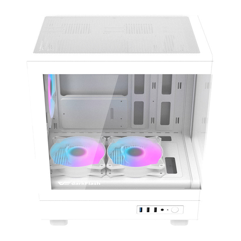 Darkflash DB330M computerkabinet + 3 ventilatorer (hvid)