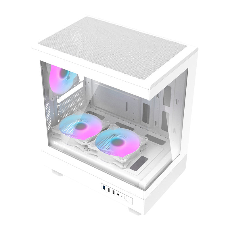 Darkflash DB330M computerkabinet + 3 ventilatorer (hvid)