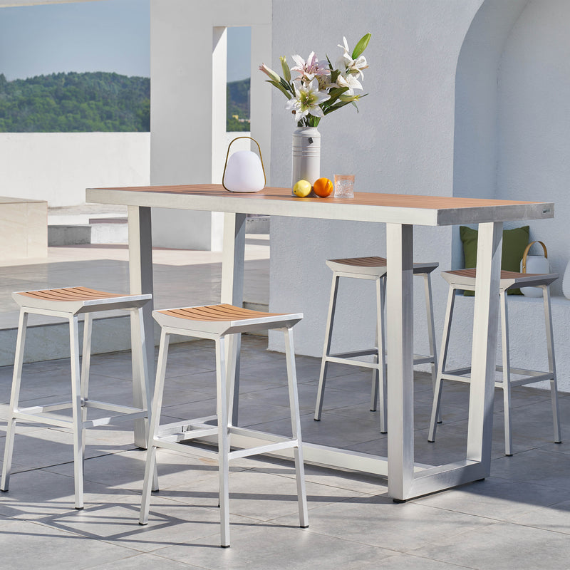 AXI James Barmøbelsæt med 4 barstole - Aluminium/Træ-look