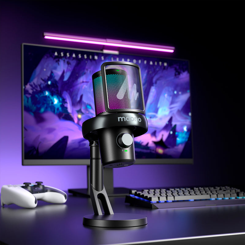 MAONO DM40 Pro AI-gamingmikrofon, kondensator, RGB, USB/trådløs, sort