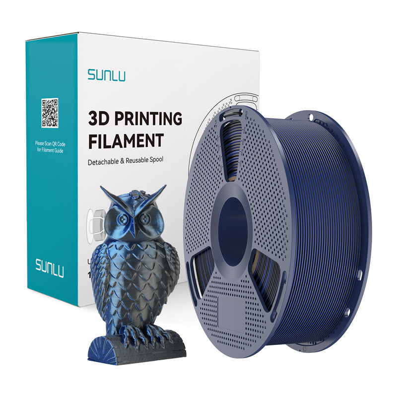 Sunlu PLA+ Silk tofarvet filament (sort og blå)