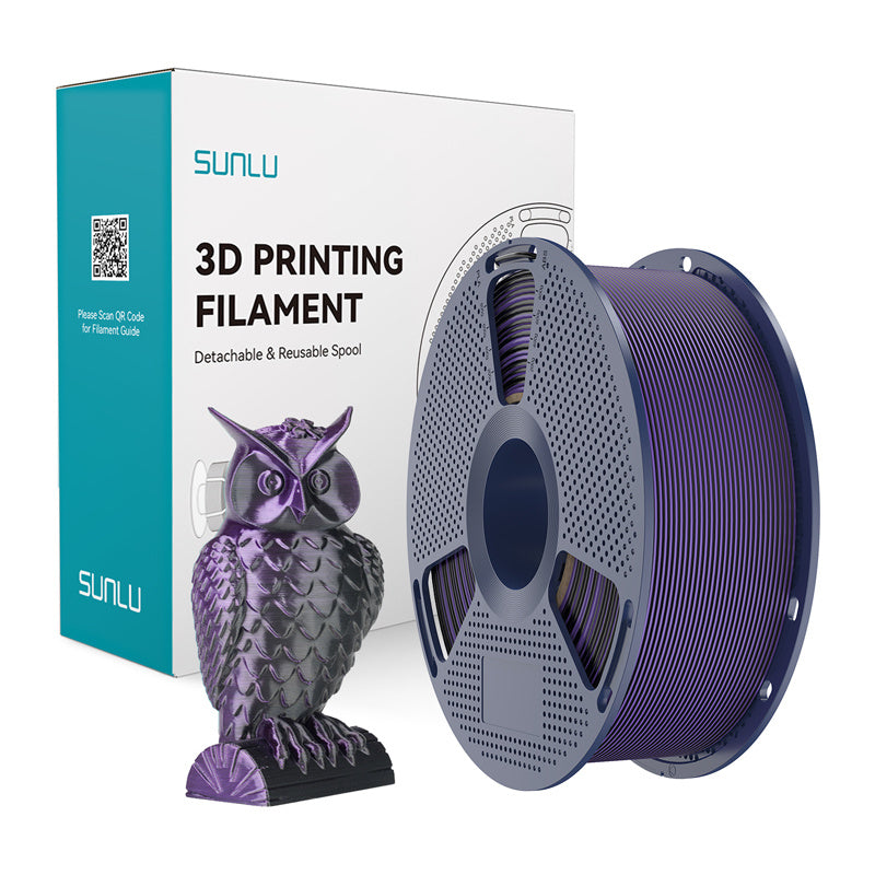 Sunlu PLA+ Silk tofarvet filament (sort og lilla)