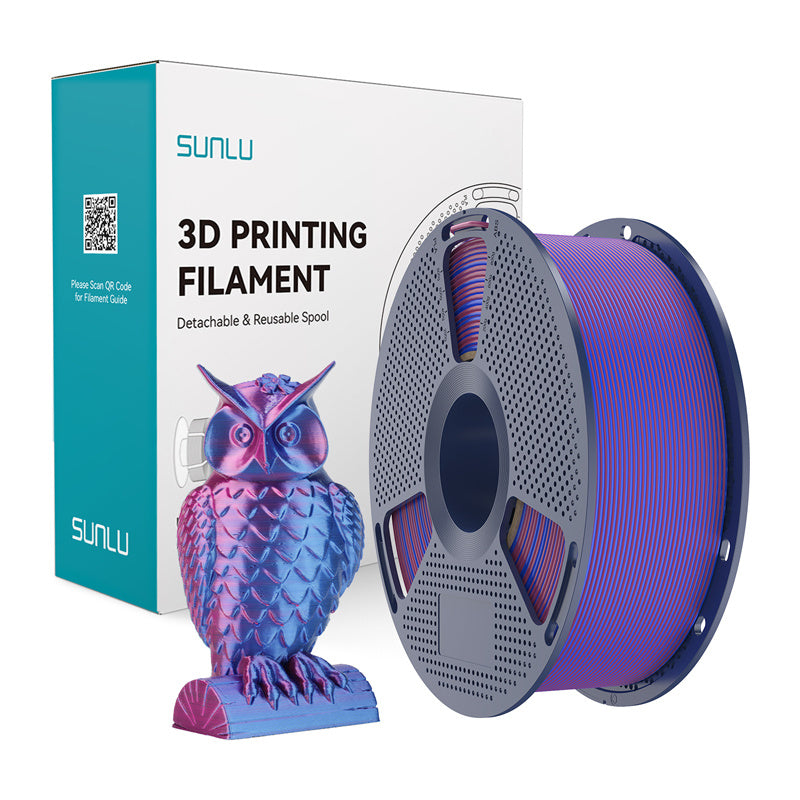 Sunlu PLA+ Silk tofarvet filament (rød og blå)