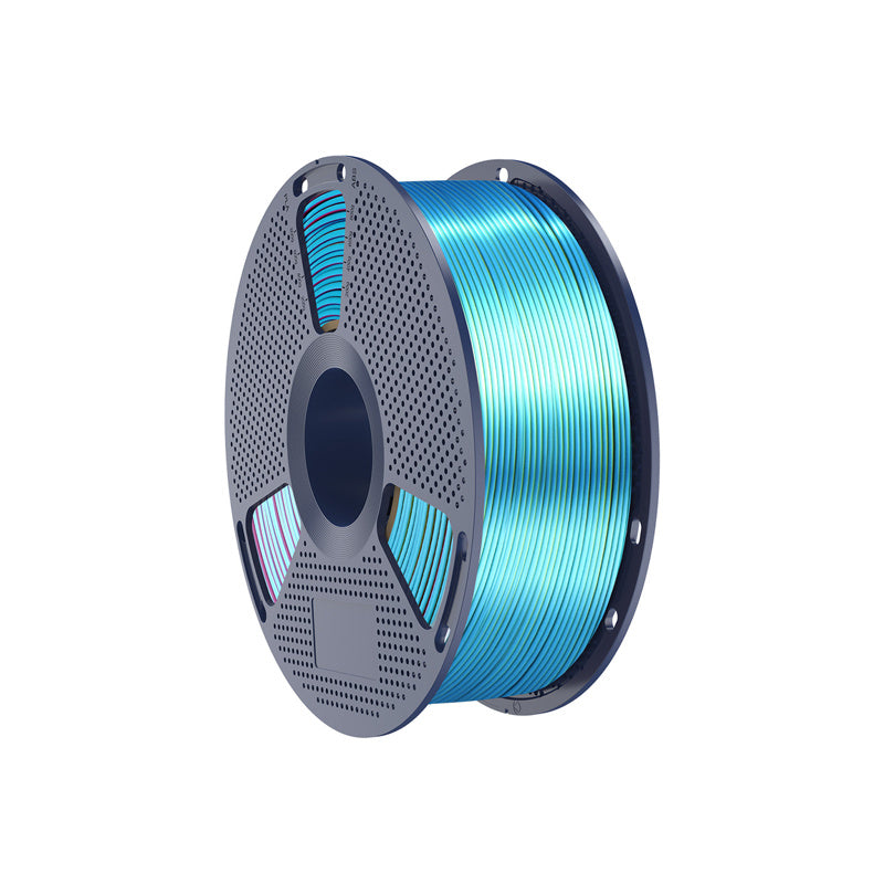 Sunlu PLA+ Silk trefarvet filament (rød, gul og grøn)