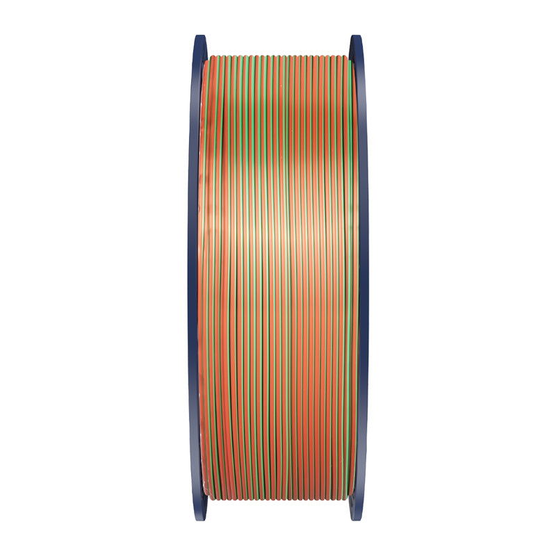 Sunlu PLA+ Silk trefarvet filament (orange, blå og grøn)