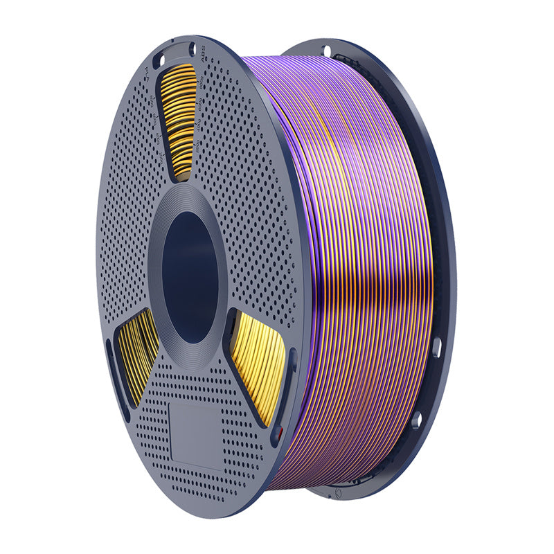 Sunlu PLA+ Silk trefarvet filament (sort, guld og lilla)