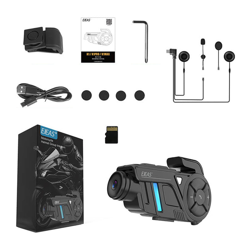 EJEAS K1Pro+ motorcykel-intercom med optager