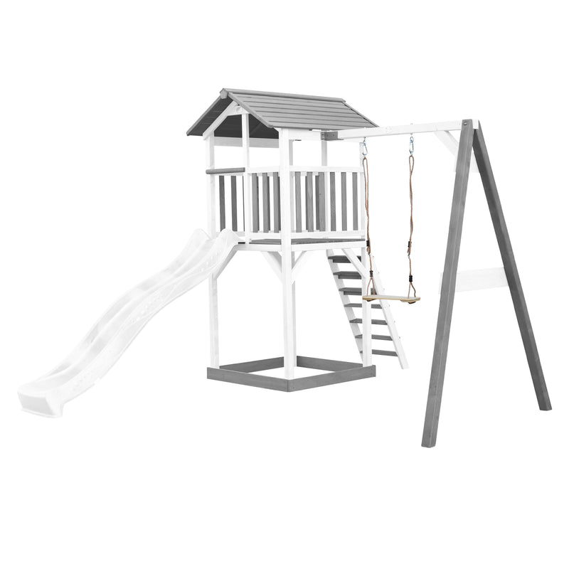 AXI Beach Tower Legetårn med Enkelt Gynge Grå/Hvid - Hvid Rutsjebane