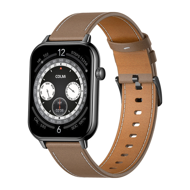 COLMI C28 smartwatch (sort + brun læderrem)