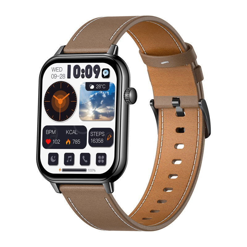 COLMI C28 smartwatch (sort + brun læderrem)
