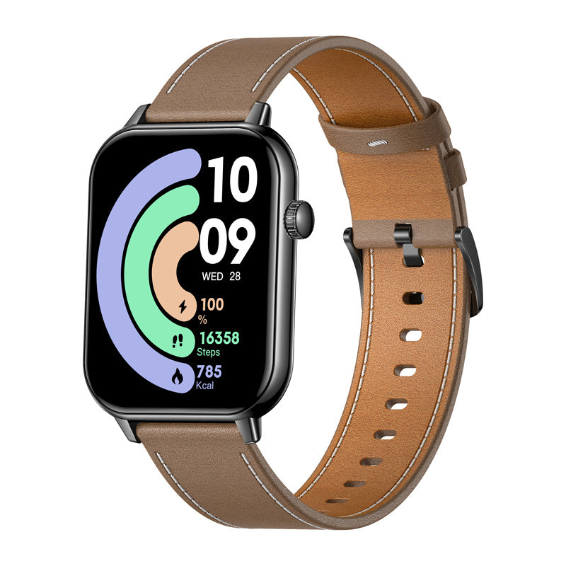 COLMI C28 smartwatch (sort + brun læderrem)