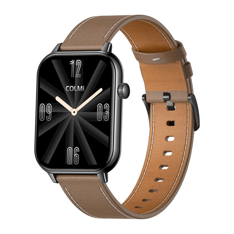 COLMI C28 smartwatch (sort + brun læderrem)