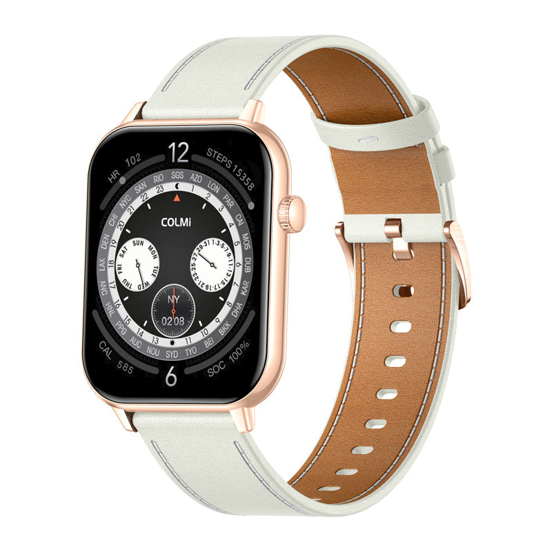 COLMI C28 smartwatch (guld + hvid læderrem)