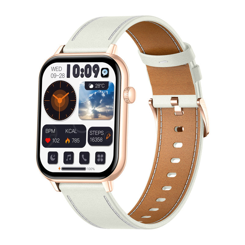 COLMI C28 smartwatch (guld + hvid læderrem)