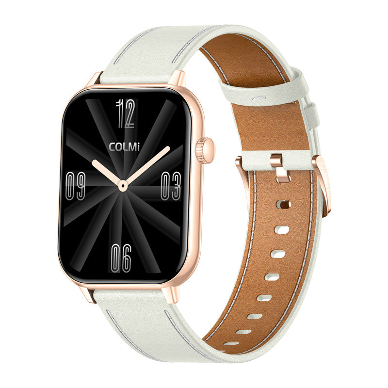 COLMI C28 smartwatch (guld + hvid læderrem)