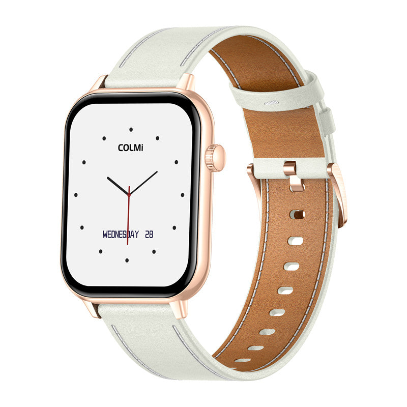 COLMI C28 smartwatch (guld + hvid læderrem)