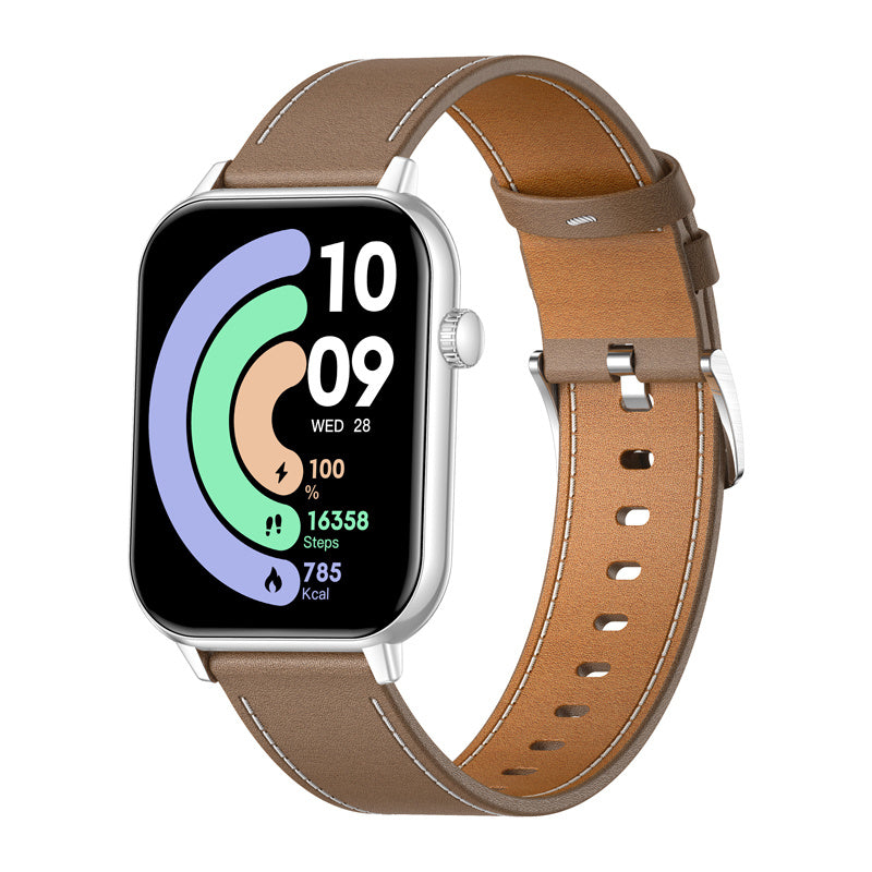 COLMI C28 smartwatch (sølv + brun læderrem)