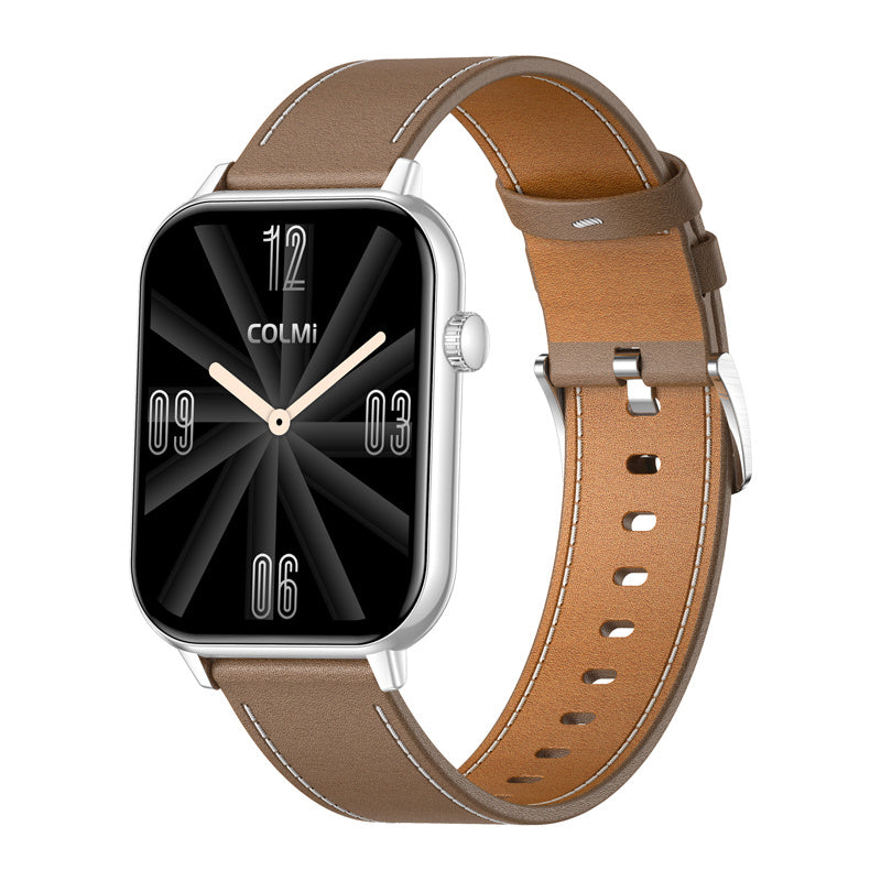 COLMI C28 smartwatch (sølv + brun læderrem)
