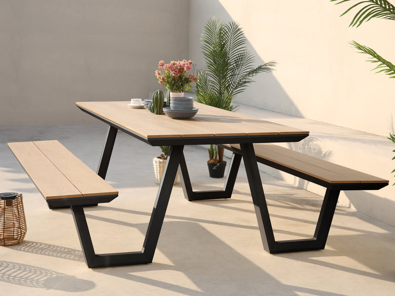 AXI Nori Picnicbord med 2 bænke - Antracit/Teak-look Polywood