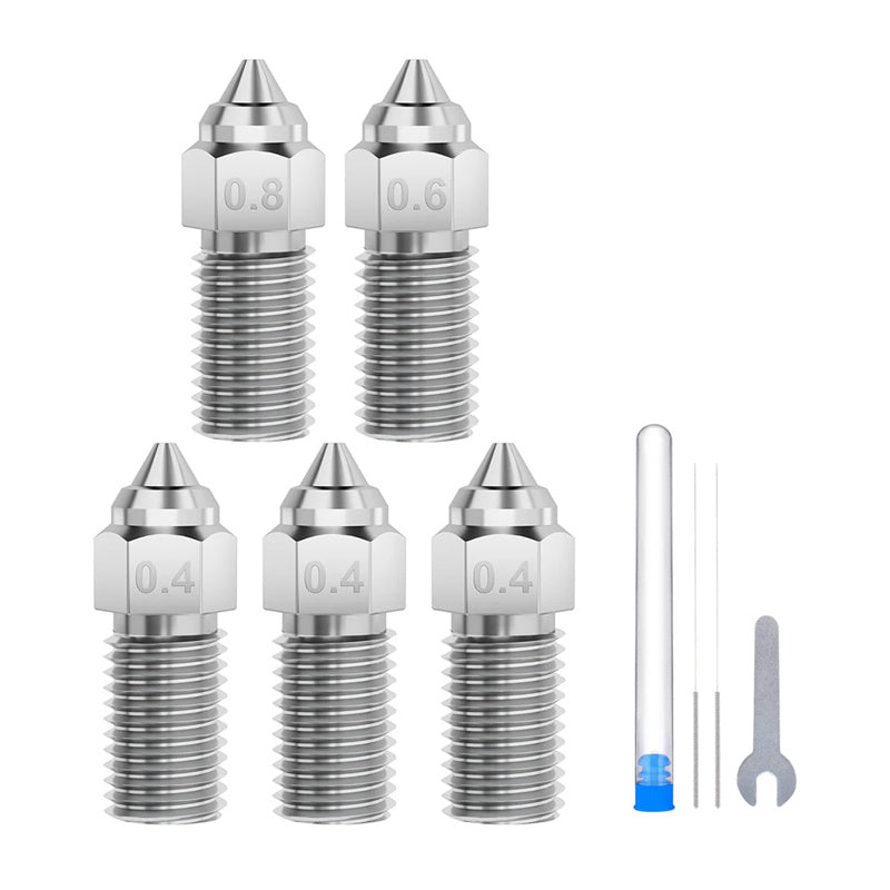 ELEGOO Neptune 4 / 4 Pro dysesæt i hærdet stål (0.4 mm x3, 0.6 mm x1, 0.8 mm x1)