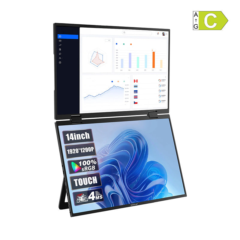 ZEUSLAP Z14W bærbar skærm med 14 tommer dual-touch-skærm
