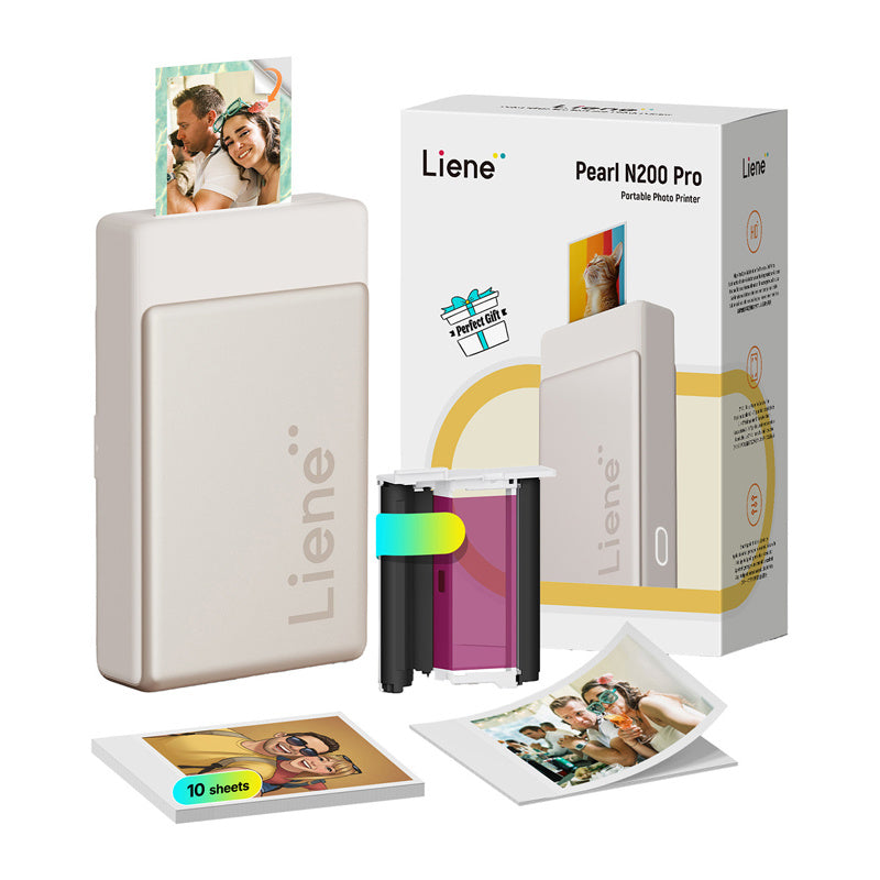 Liene Pearl N200 Pro 2x3 tommer bærbar fotoprinter (guld)