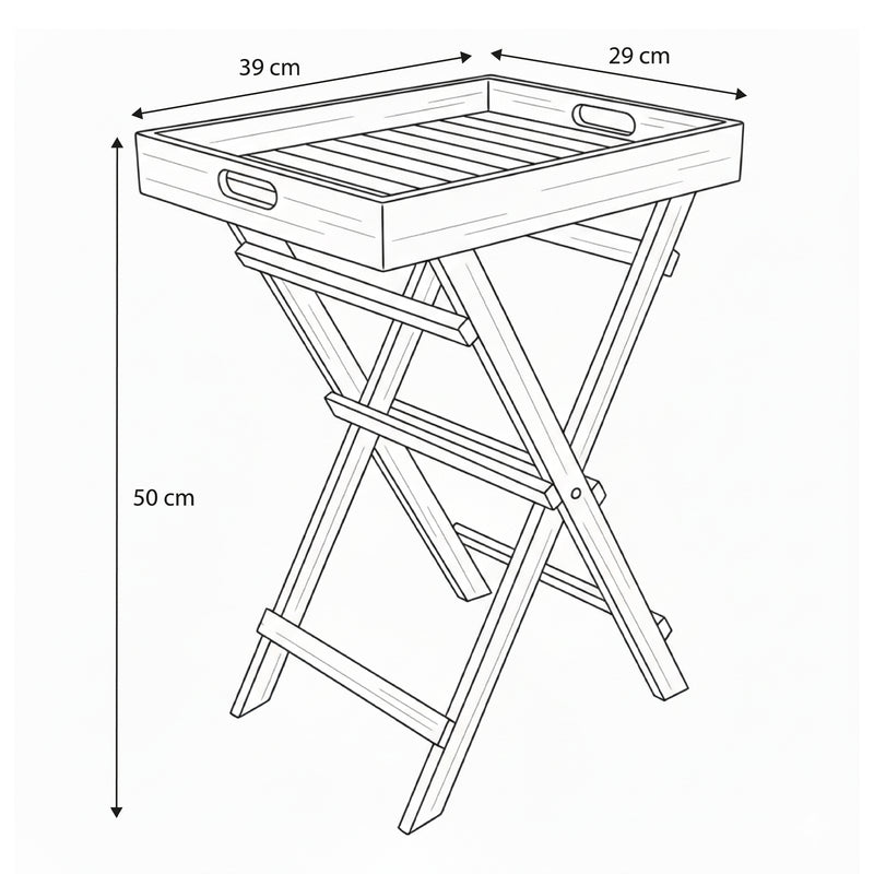 AXI Inda Teak Sidebord sammenklappeligt med aftagelig bakke