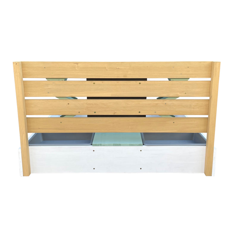 AXI Cato Sandkasse 100 x 105 cm med Sand- og Vandbakker og Legevæg - Hvid/Grøn