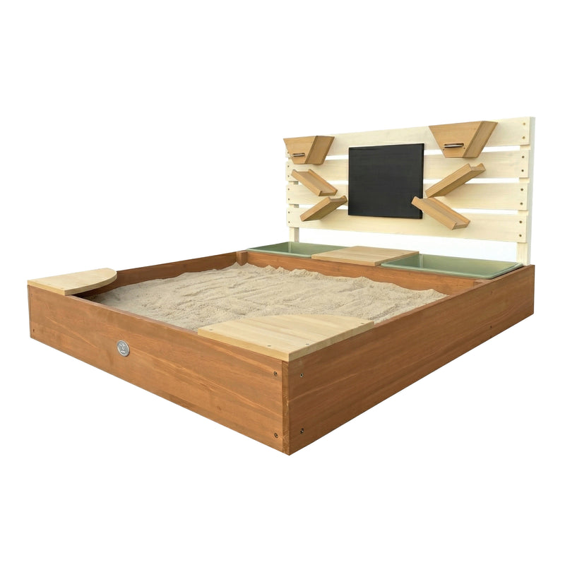 AXI Cato Sandkasse 100 x 105 cm med Sand- og Vandbakker og Legevæg - Beige/Brun