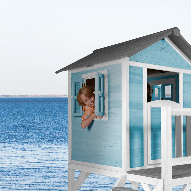AXI Lodge XL Legehus Caribisk Blå - Hvid Rutsjebane