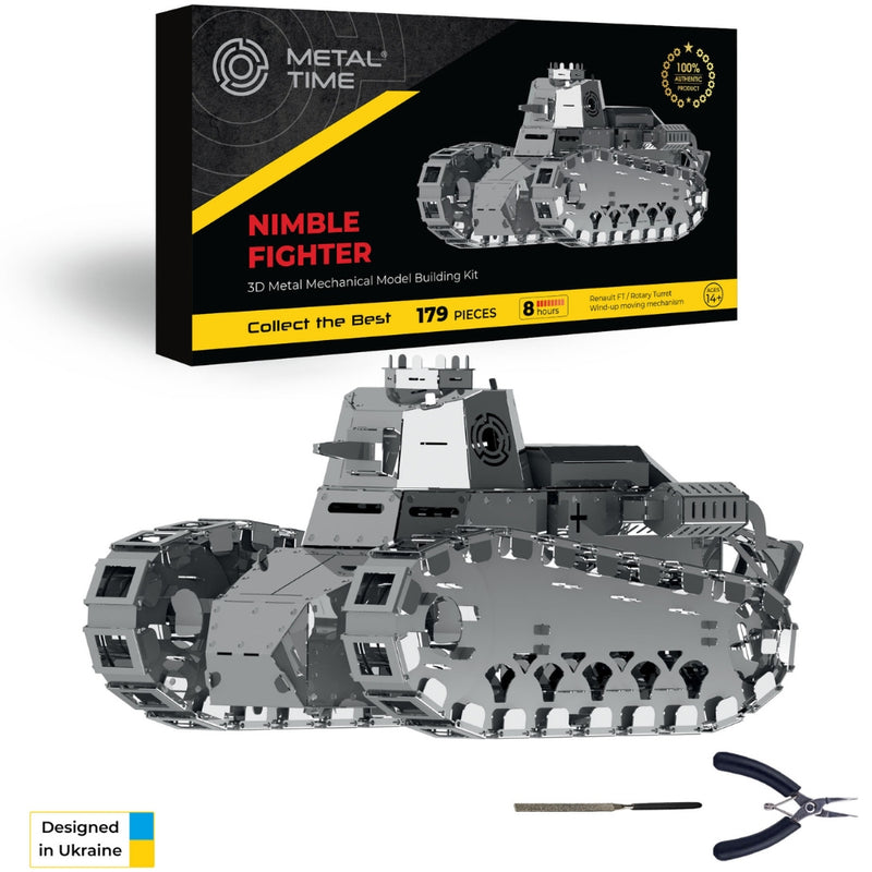 Metal Time | Nimble Fighter mekanisk gør-det-selv-modelsæt af kampvogn, 179 dele | World of Tanks